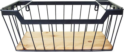 ShabbyDecor Metal Wire Basket with Handles Storage Organizer Stackable Organizing bin for Cabinet Shelf Countertop Under Sink