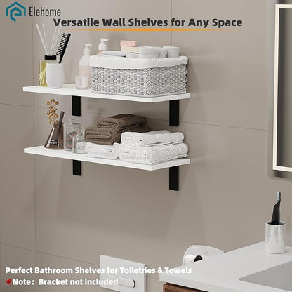 Floating Shelf Board for Wall 5/8" – No Brackets – 24" L x 10" W x 0.6" T White Melamine Wood Floating Shelves for Bathroom, 