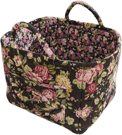 Boho Fabric Storage Basket, Large Capacity Laundry Basket, 12.2'' x 10.23'' x 10.23'' Collapsible Laundry Hamper with Easy Ca