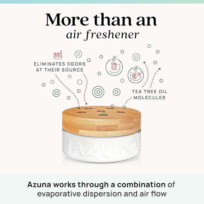 Azuna Air Freshener & Odor Eliminator for Strong Odor | 1 Room Kit Includes (1) Empty Luxe Glass Jar & 8oz Refill with Tea Tr