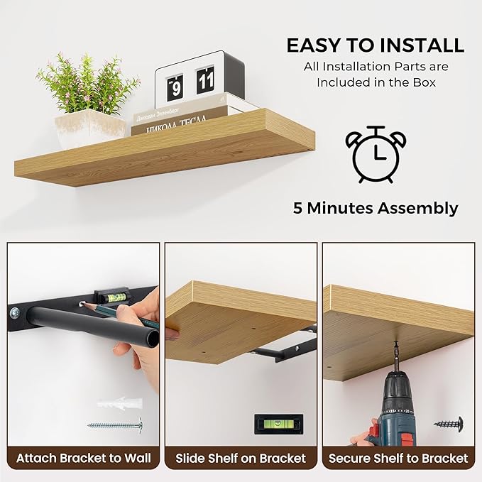 Dreamland 55 Inches Floating Shelves for Wall, 9.8" Deep Long Floating Shelves Set of 1, Large Display & Storage Shelf, Wall 