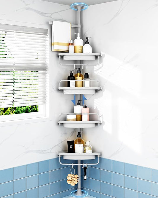 ALLZONE Rustproof Shower Caddy Corner for Bathroom,Bathtub Storage Organizer for Shampoo Accessories,4-Tier Adjustable Shelve