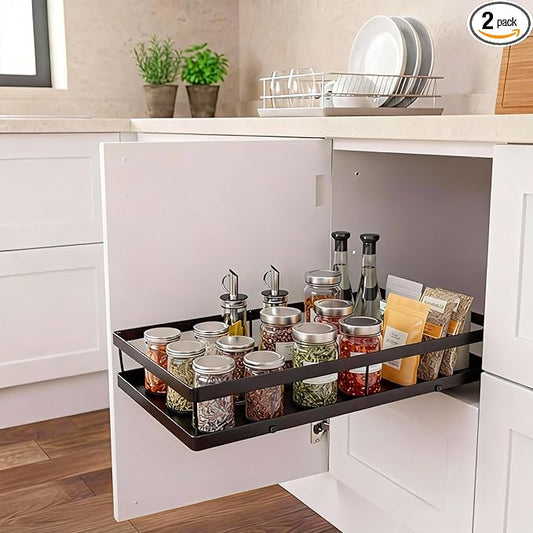 Under Sink Organizer, Dual-Rail Ball-Bearing, Under Kitchen Sink Organizer, 6-Level Adjustable, Under Cabinet Organizer, No-D