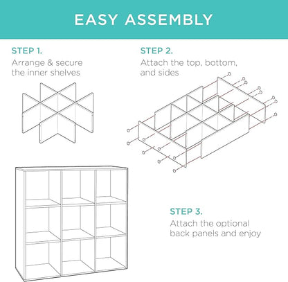 Best Choice Products 9-Cube Storage Organizer, 13.5in Shelf Opening, Bookcase, Display Shelf, Customizable w/ 3 Removable Bac