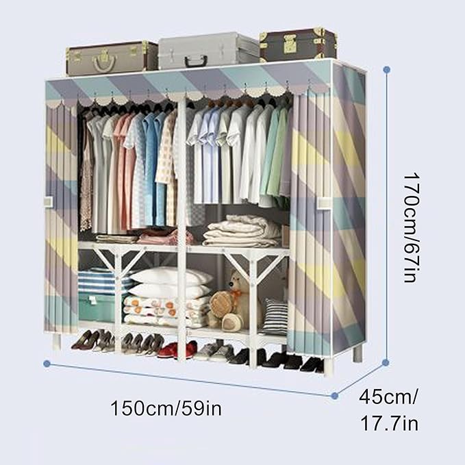 Portable Wardrobe Closet For Hanging Clothes, Installation-free Wardrobe, One-piece Folding Design,closet Organizer System,wa