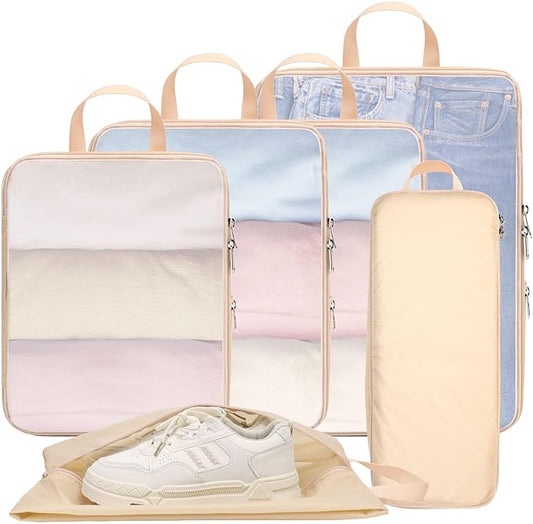 Cambond Compression Packing Cubes for Travel - Lightweight Expandable Travel Bags Luggage Organizers Travel Essentials Compre
