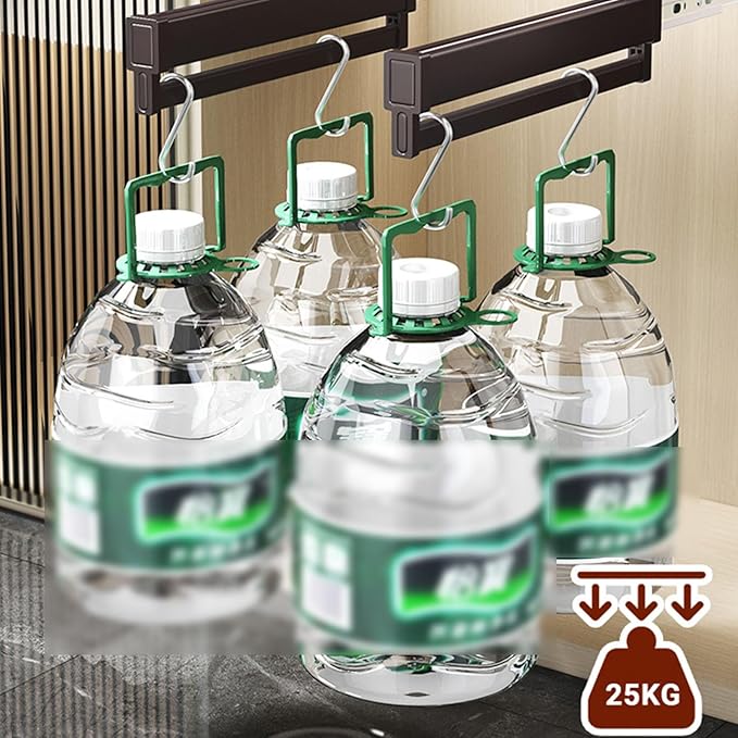 Extendable Clothes Rail - Adjustable Closet Rod with 2 Sliding Tracks, Heavy-Duty Hanger Rack, 21-60cm, Supports 25kg, Perfec