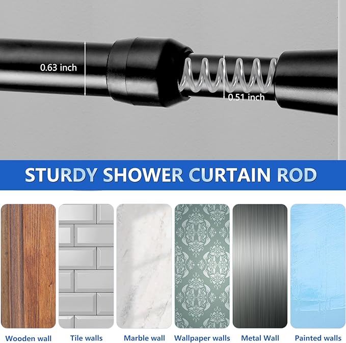 Tension Rod 22 to 36 Inch, Goowin Tension Curtain Rod, 5/8" Diameter No Drilling Small Tension Rod, Expandable Spring Loaded 