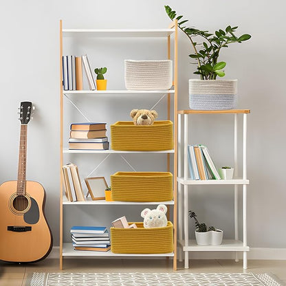 COMFY-HOMI 11.5"x7.5"x4.7" Storage Baskets for Organizing | Cotton Rope Woven Basket | Toy Storage Bin Box | Basket for Shelv