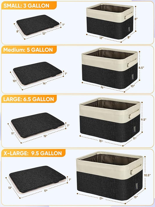 BALEINE 2 Pack Fabric Closet Storage Bins for Shelves, Linen Closet Organizers and Storage, Decorative Baskets for Organizing