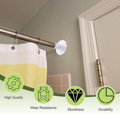Flower-Shape Shower Curtain Rod Bracket, 2Pcs Telescopic Metal Shower Drape Rod Swivel Flange Curtain Pole Wall-Mount Bracket
