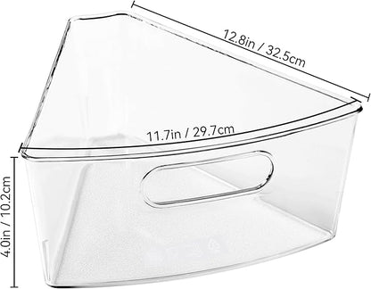 Oubonun Lazy Susan Organizers Set of 8, 12.8’’ x 11.7’’ x 4’’ Plastic Transparent Kitchen Cabinet Storage Bins with Handle, 4