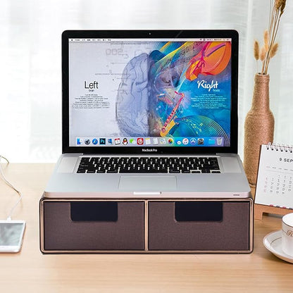 Stackable Organizer Drawer and Leather Desk Organizer with Drawers－Mini Desktop Drawer Organizer Stackable－Multifunctional Ta