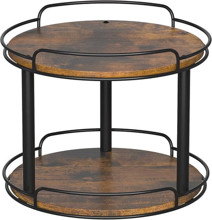LAMU 12.2'' Wood Lazy Susan Turntable Organizer for Cabinet, 2 Tier Lazy Susan Spice Rack Organizer for Kitchen, Table Top, C