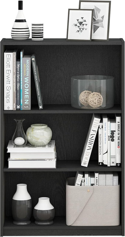 Furinno Jaya Book Shelf, 3-Tier Bookshelf, Standing Bookcase with Adjustable Shelves, 9.5 x 24.5 x 40.3, for Living Room, Bed