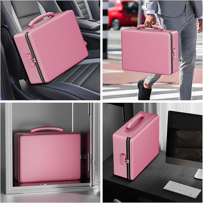 ENGPOW Fireproof Document Box, Hard Case File Box with Fireproof Zipper＆Lock, 6400°F Heat Insulated Fire and Water Resistant 