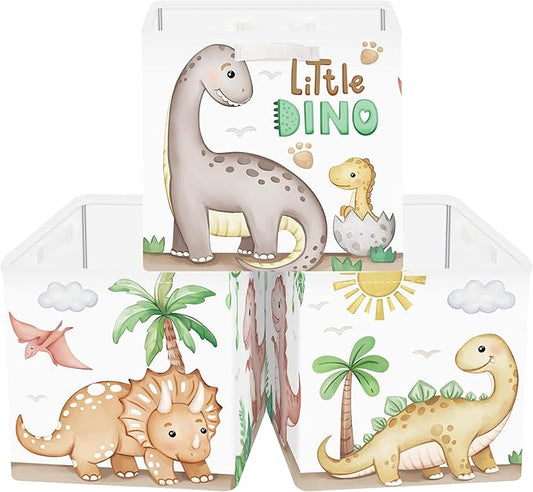 Clastyle Dinosaurs Storage Cube Organizer Set Plants Closet Clothes Cube with Metal Frame Foldable Parents Organizer Storage 
