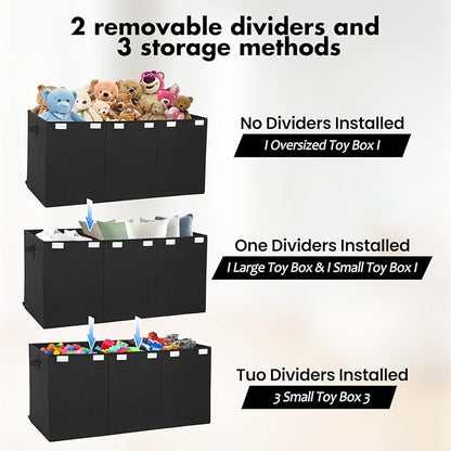 Extra Large Toy Box 167L, Sturdy Toy Storage Chest Organizer Bin Baskets with 2 Removable Divider for Boys, Girls, Kids, Nurs