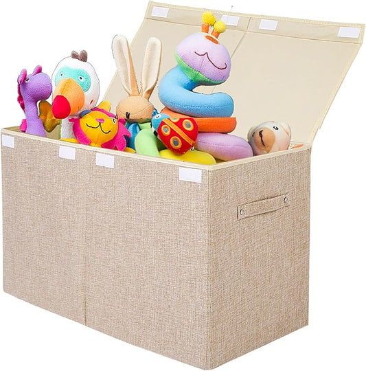 popoly Large Toy Box Chest Storage with Flip-Top Lid, Collapsible Kids Storage Boxes Container Bins for Toys, Playroom Organi