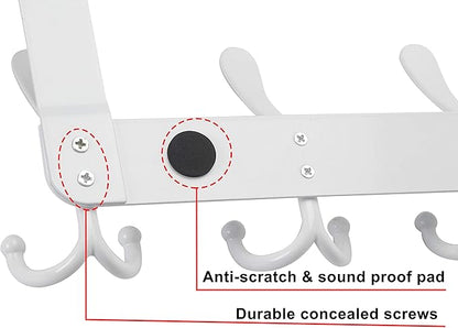 Dseap Over The Door Hook Hanger - Fits 1 3/8" to 1 3/4" Standard Doors | 5 Tri Hooks Heavy Duty Towel/Coat Rack | Door Organi