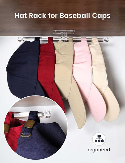 Heesch Headband Holder, Bracelet Holder, Claw Clip Organizer, Acrylic Necklace Holder, Hat Rack for Baseball Caps, Wall Mount