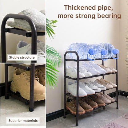 Gonfoam 4-Tier Expandable Shoe Rack,Adjustable Shoe Shelf Storage Organizer Heavy Duty Metal Free Standing Shoe Rack for Entr
