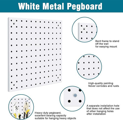 4 Pack Steel Peg Board,Universal 1/8 and 1/4 Pegboard Accessories,Ideal for Garage Tool Storage, Office Organization, Craft R