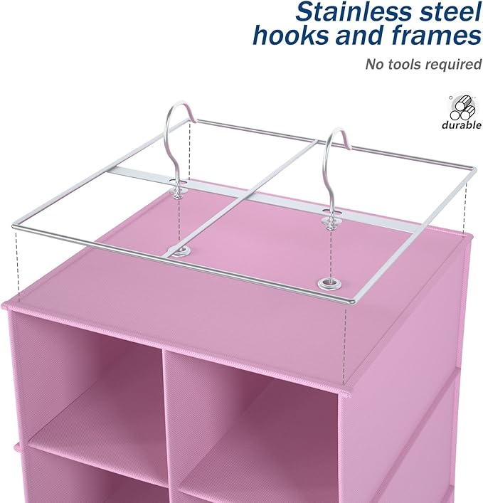 coastal rose Hanging Shoe Organizer for Closet, 20 Sections Hanging Closet Organizers and Storage Shelves, Space Saving Shoe 