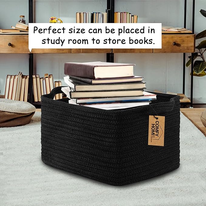 COMFY-HOMI Storage Basket for Shelves, Woven Baskets for Storage, Cotton Rope Basket,Toy Storage Organizer, Storage Cube Bin,