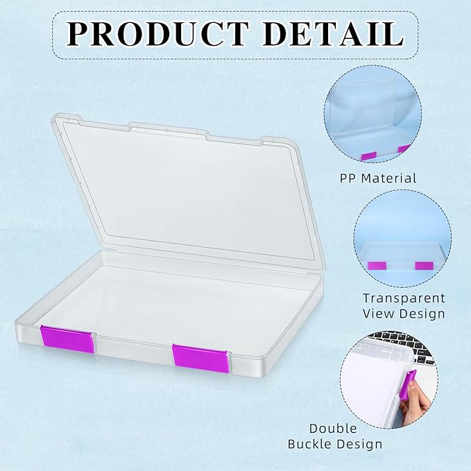PerKoop 6 Pcs Clear Paper Storage Box A4 Plastic File Box Document Paper Organizer Storage Board Game Project Cases Container