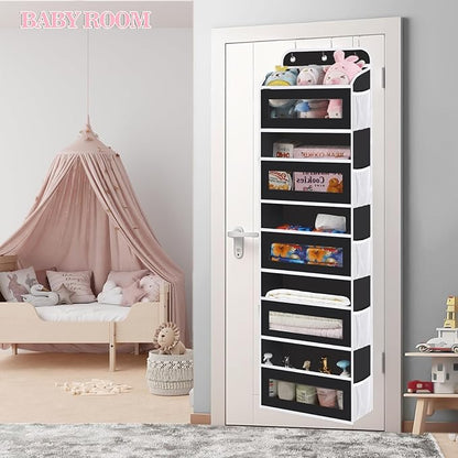 KYEVIS Over The Door Organizer, 5 Shelves Closet Door Hanging Organizer with 10 Mesh Pockets, Nursery Closet Organizers, Baby