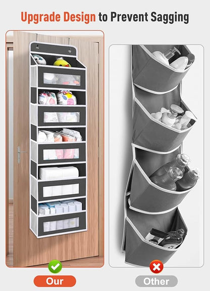 2 Pack Over The Door Organizer Storage, 5 Shelf Hanging Door with 5 Large Capacity Pockets, Anti Tilt 48 lb Load Behind Door 
