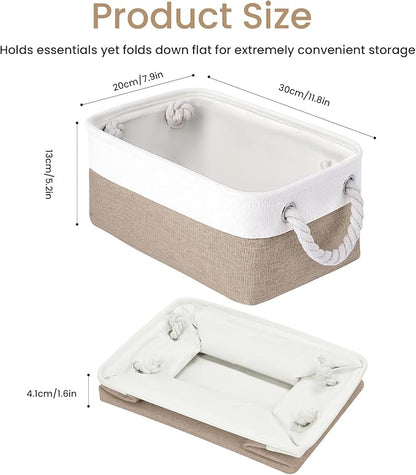 Storage Baskets for Shelves 11.8x7.9x5.2 Inch, Foldable Fabric Storage Bins with Handles, Small Storage Baskets for Organizin