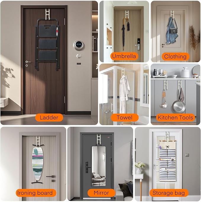 FYY Over The Door Hooks - 2 Pack Heavy Duty Dual-Hook Organizer Hanger with Non-Slip Rubber for Towels, Clothes, Hats & Bags 