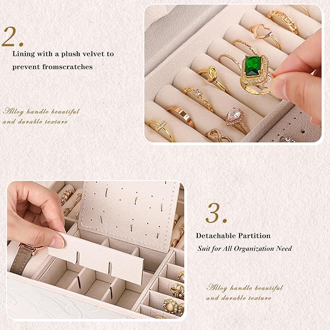 TOFUNTOY Jewelry Organizer Box, Large Jewelry Boxes for Women, 3-Layer Jewelry Holder Organizer for Necklace Earrings Rings B