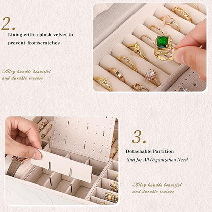 TOFUNTOY Jewelry Organizer Box, Large Jewelry Boxes for Women, 3-Layer Jewelry Holder Organizer for Necklace Earrings Rings B
