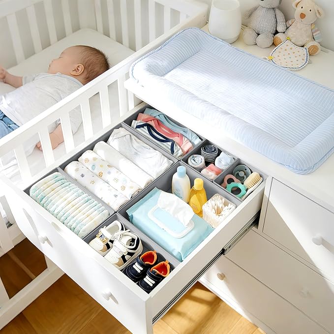 DIMJ Drawer Organizer Clothes Storage - 21 Pack Baby Dresser Organizer for Nursery Closet Organization, Fabric Drawer Organiz