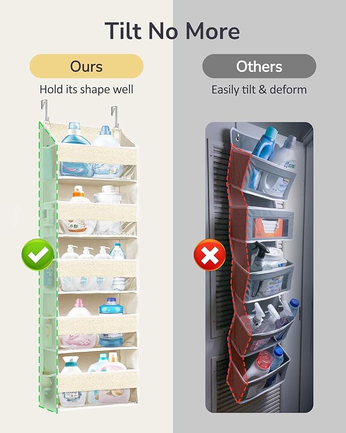 ULG 1 Pack Over Door Organizer with 5 Large Pockets 10 Mesh Side Pockets, Upgraded Linen Texture Over The Door Storage, 44 lb