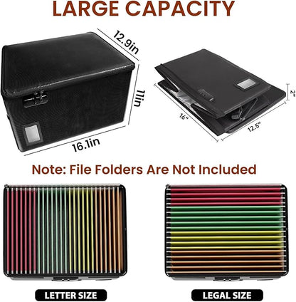 Upgraded 6400°F Fireproof Document File Organizer Box, Fireproof Storage Filing Cabinet with Lock, Portable Office Safe Box f