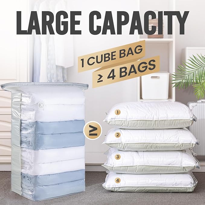 TAILI 12 Pack Vacuum Storage Bags, Space Saver Bags, Jumbo Cube 31x40x15 Inch, Extra Large Vacuum Seal Bags for Comforters, B