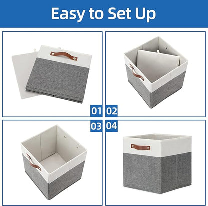 Temary Storage Cubes 12x12 Fabric Cube Storage Bins Foldable Storage Baskets with Handles, Decorative Storage Boxes for Organ
