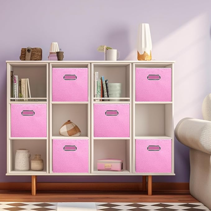 ShellKingdom Storage Bins, Foldable Fabric Storage Cubes And Cloth Storage Organizer Drawer with Metal Handle For Closet And 