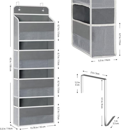 2 Pack Over Door Organizer, Over The Door Storage, 4 Shelf Hanging Door Organizer with 6 Mesh Pockets, 35 lbs Capacity Hangin