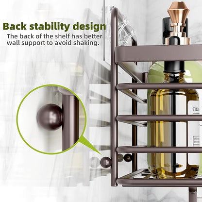 Yougai Shower Caddy, Shower Organizer with Soap Holder and Hooks, Rustproof Shower Shelves, No Drilling Bathroom Organizers a