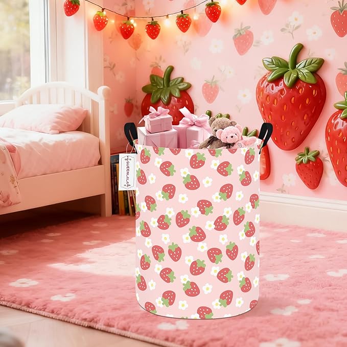 QUEENLALA Large Storage Basket,Laundry Hamper/Bathroom/Home Decor/Collapsible Round Storage Bin,Boys and Girls Hamper/Boxes/C