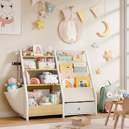 HAVLOTII Kids Bookshelf and Toy Storage - Book Shelf for Kids Rooms, Toddler Bookshelf Baby Bookcase for Nursery, Montessori 