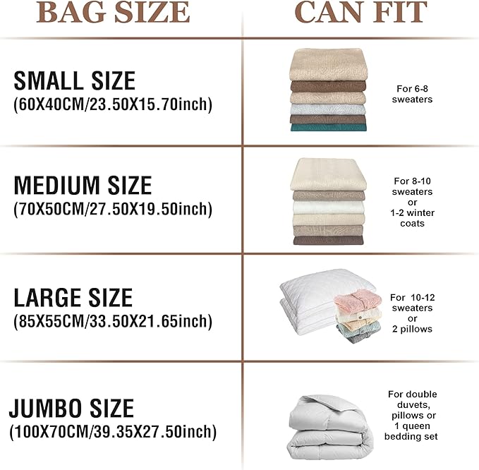 Roomimaster Vacuum Storage Bags, Vacuum Seal Space Saver Bags for Clothing, Travel Lugggage, Carry-on, Blankets, Comforters,P