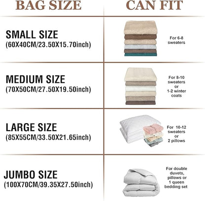 Roomimaster Vacuum Storage Bags, Vacuum Seal Space Saver Bags for Clothing, Travel Lugggage, Carry-on, Blankets, Comforters,P
