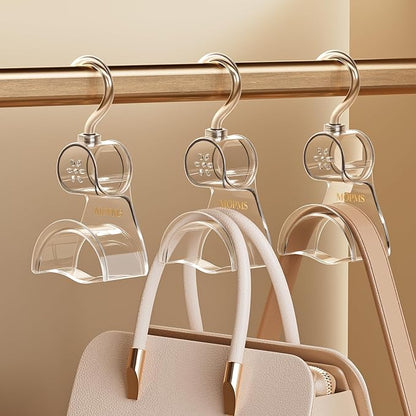 3 Pieces Clear Purse Hanger Closet, Luxury Crystal Bag Hangers Hooks with 360-Degree Rotation, Durable Handbag Backpack Purse