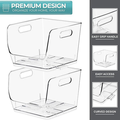 Sorbus Stackable Storage Bins Open Front, Clear Stackable Storage Bins, Pantry Bins for Storage and Organization, Acrylic Sta